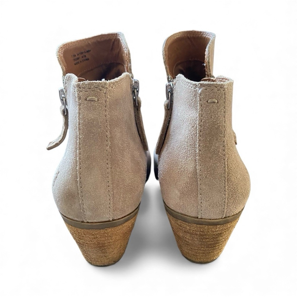 FRYE Boots Ankle Booties Women 7.5 Oatmeal Suede Leather Western Grunge Cowgirl - Picture 3 of 11